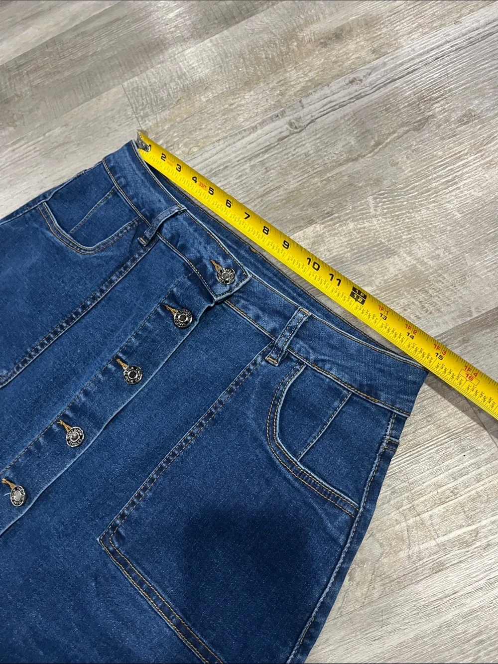 Skirt High-Waist Button-Front Dark Blue stretch Skirt pencil size 14 plus denim